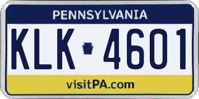 PA license plate KLK4601