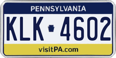 PA license plate KLK4602