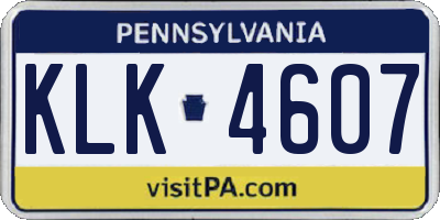 PA license plate KLK4607