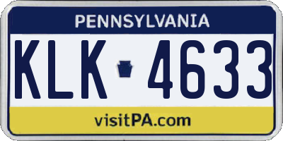 PA license plate KLK4633