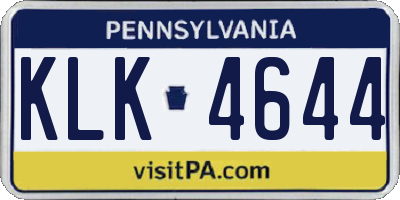 PA license plate KLK4644