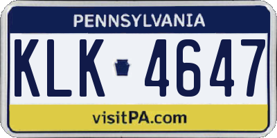 PA license plate KLK4647