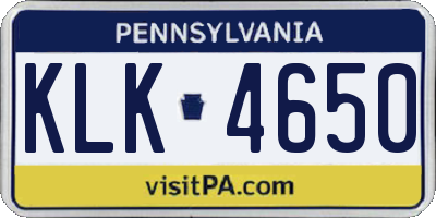 PA license plate KLK4650