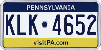 PA license plate KLK4652