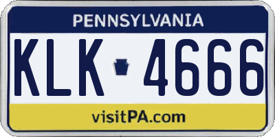 PA license plate KLK4666