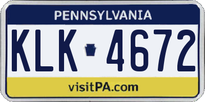 PA license plate KLK4672