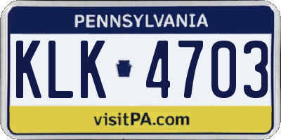 PA license plate KLK4703
