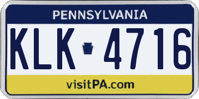 PA license plate KLK4716