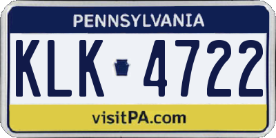 PA license plate KLK4722