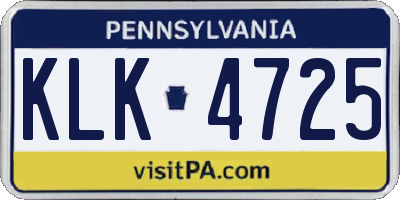 PA license plate KLK4725