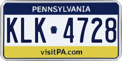 PA license plate KLK4728