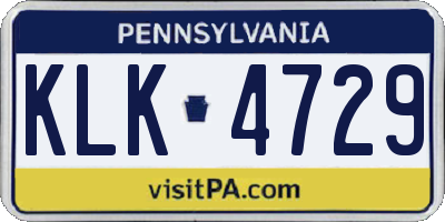 PA license plate KLK4729