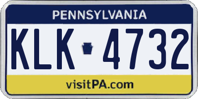 PA license plate KLK4732
