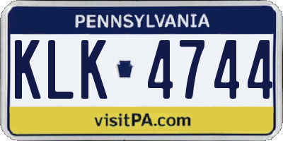 PA license plate KLK4744