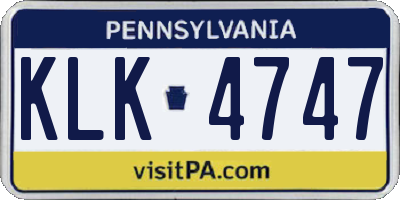 PA license plate KLK4747