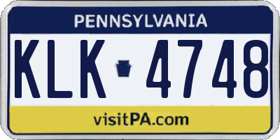 PA license plate KLK4748