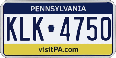 PA license plate KLK4750