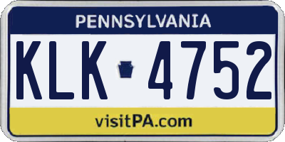 PA license plate KLK4752
