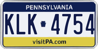 PA license plate KLK4754