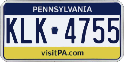 PA license plate KLK4755