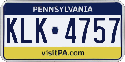 PA license plate KLK4757