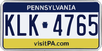 PA license plate KLK4765
