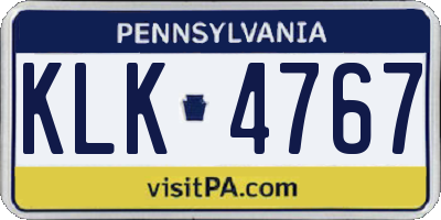 PA license plate KLK4767