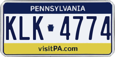 PA license plate KLK4774