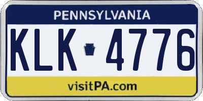 PA license plate KLK4776