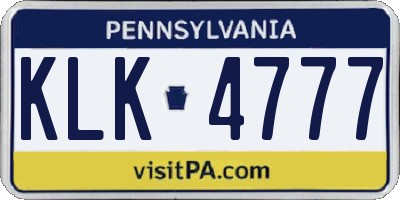 PA license plate KLK4777