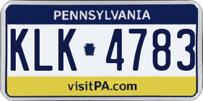 PA license plate KLK4783