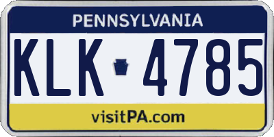 PA license plate KLK4785