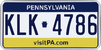 PA license plate KLK4786