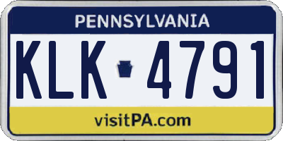 PA license plate KLK4791