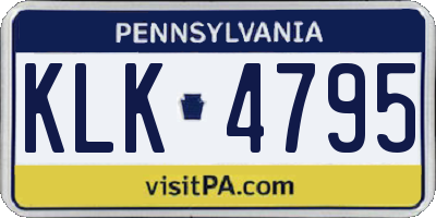 PA license plate KLK4795