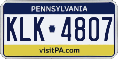 PA license plate KLK4807