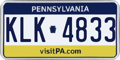 PA license plate KLK4833