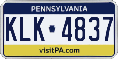 PA license plate KLK4837