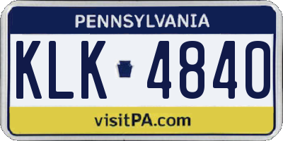 PA license plate KLK4840