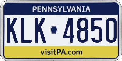 PA license plate KLK4850