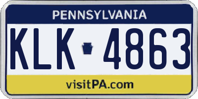PA license plate KLK4863