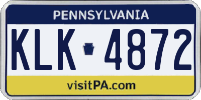 PA license plate KLK4872