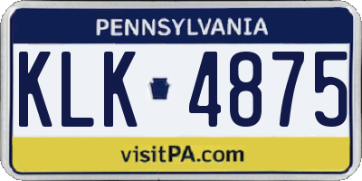 PA license plate KLK4875