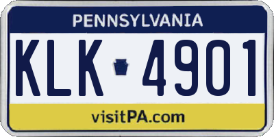 PA license plate KLK4901