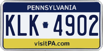 PA license plate KLK4902