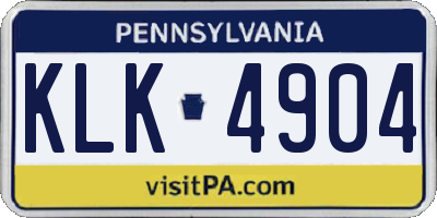 PA license plate KLK4904