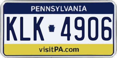 PA license plate KLK4906
