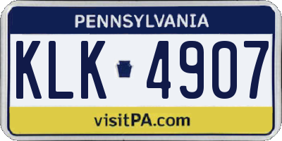PA license plate KLK4907
