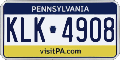 PA license plate KLK4908