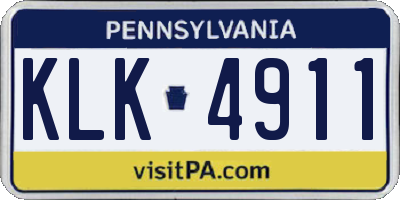 PA license plate KLK4911